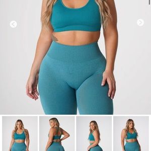 Nvgtn Teal Galaxy ribbed seamless sports bra
